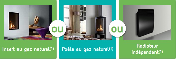 Chaudière au gaz et poêle au gaz ou cheminée