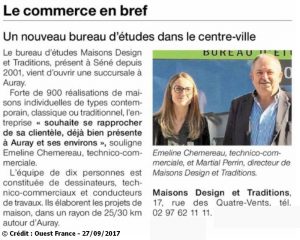 Article Ouest-France Un nouveau bureau d'étude à Auray